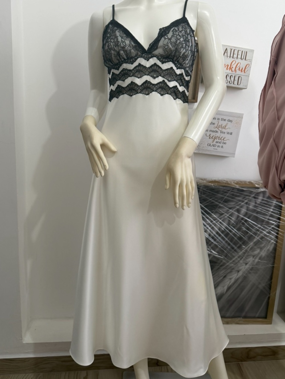 dress white and black , silk fabric